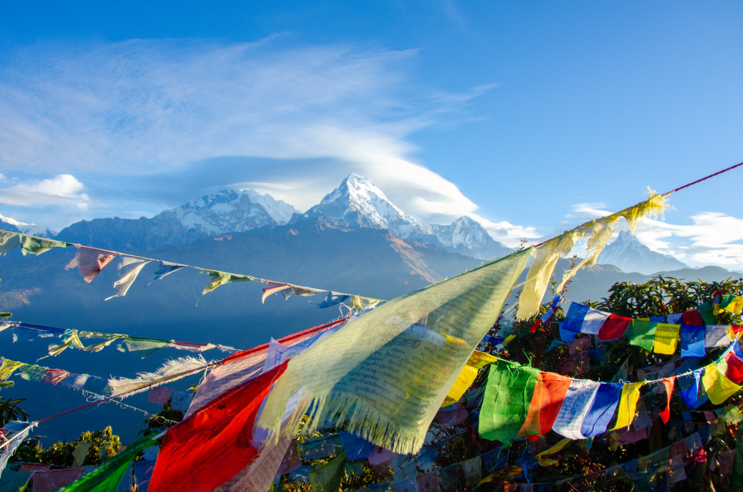 Nepal landscape with mountains and educational setting